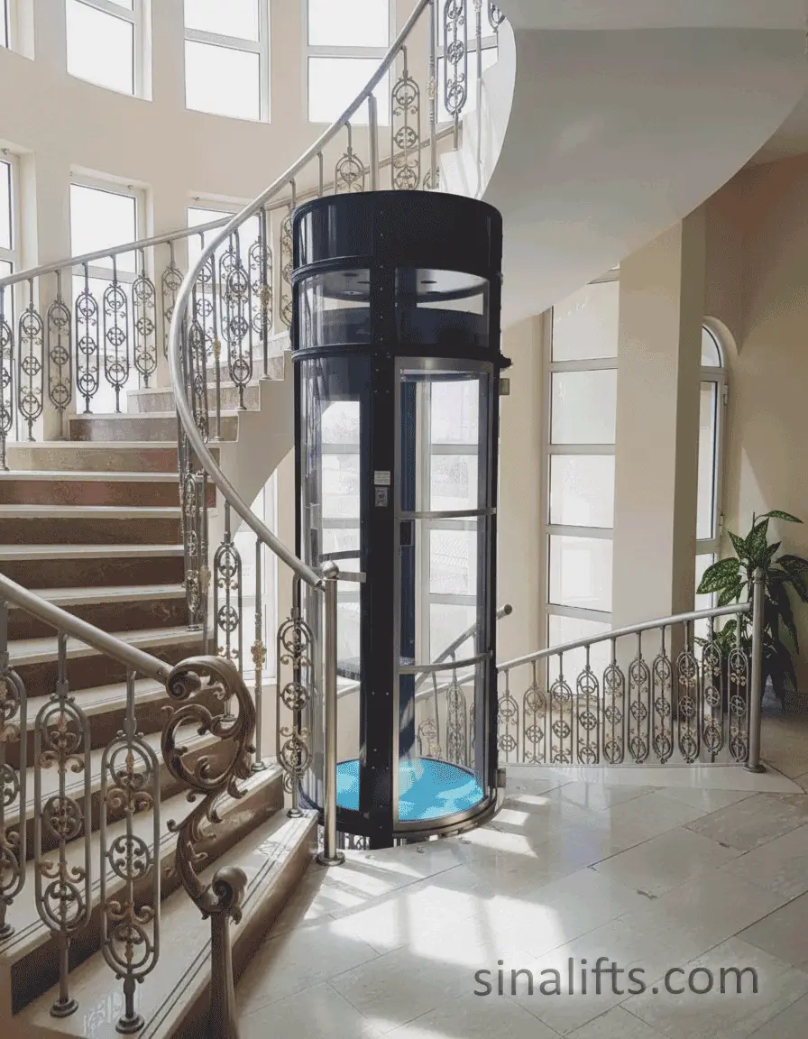 آسانسور تک نفره خانگی یا home-lift شرکت سینالیفت، در صفحه آسانسور تک نفره، رنگ مشکی