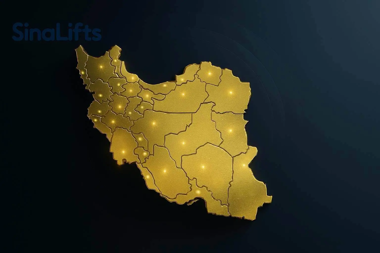 نقشه ایران، نشان‌دهنده پوشش خدمات شرکت سینالیفت در تمام نقاط ایران
